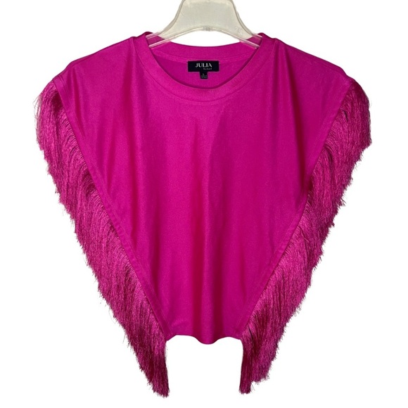 Julia by Love Fringe Sided Top Hot Pink Sleeveless Size Large - Picture 1 of 7